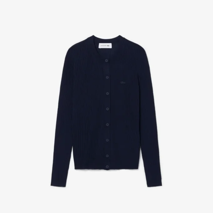 Damesvest van geribd merinowol