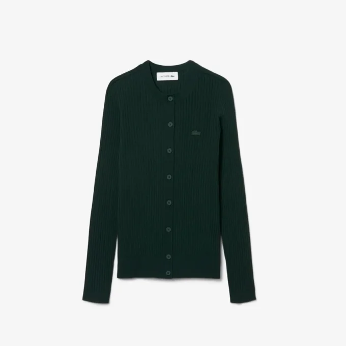 Damesvest van geribd merinowol