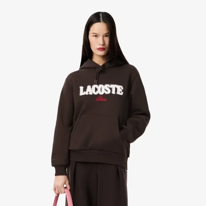 Fleece hoodie met logo voor dames