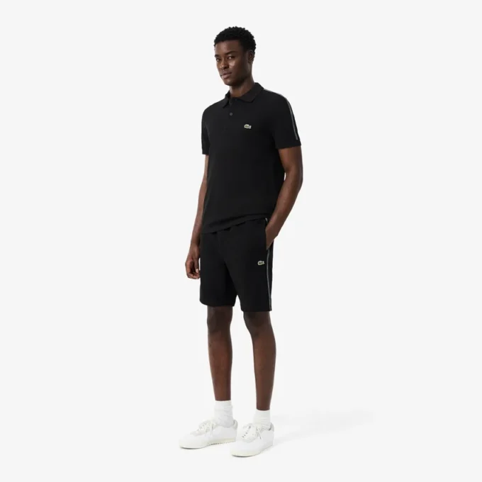 Fleece-short met logo-streep en normale pasvorm