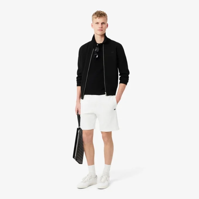 Fleece-short met logo-streep en normale pasvorm