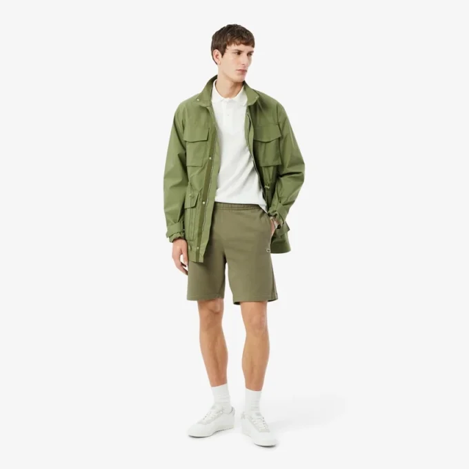 Fleece-short met logo-streep en normale pasvorm
