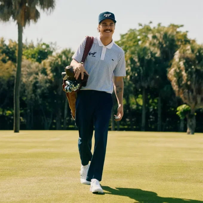 Geborduurde corduroy golfpet voor heren