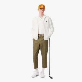 Geribde golftrui met rits voor heren