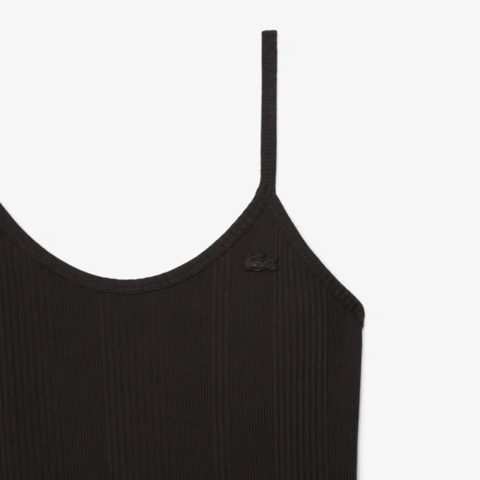 Geribde katoenen maxi-jurk met bandjes