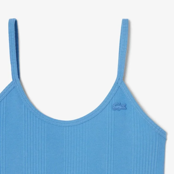 Geribde katoenen maxi-jurk met bandjes