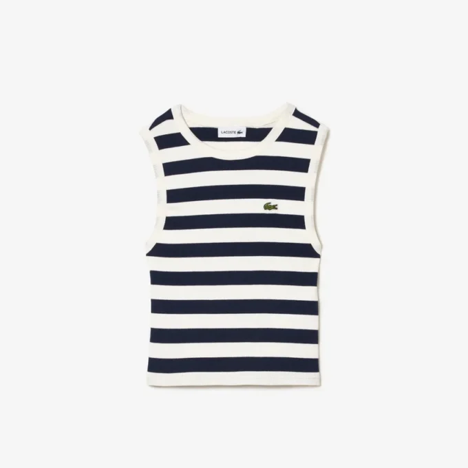 Gestreepte geribde katoenen tanktop voor kinderen