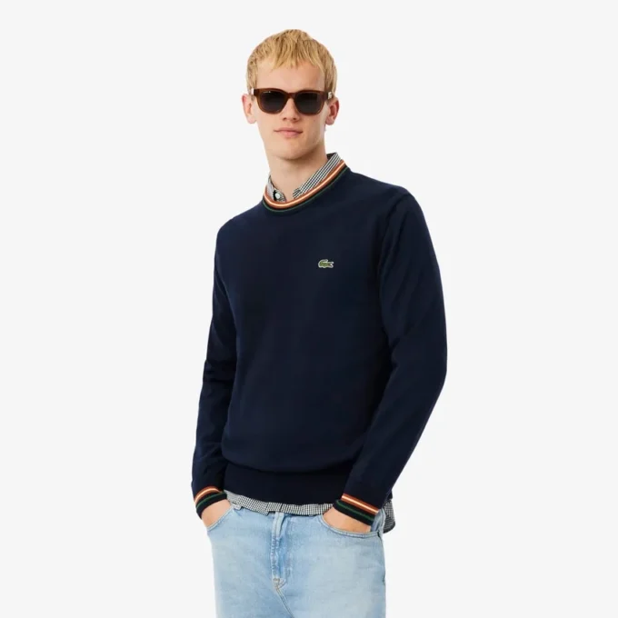 Gestreepte katoenen jersey trui voor heren