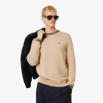 Gestreepte katoenen jersey trui voor heren