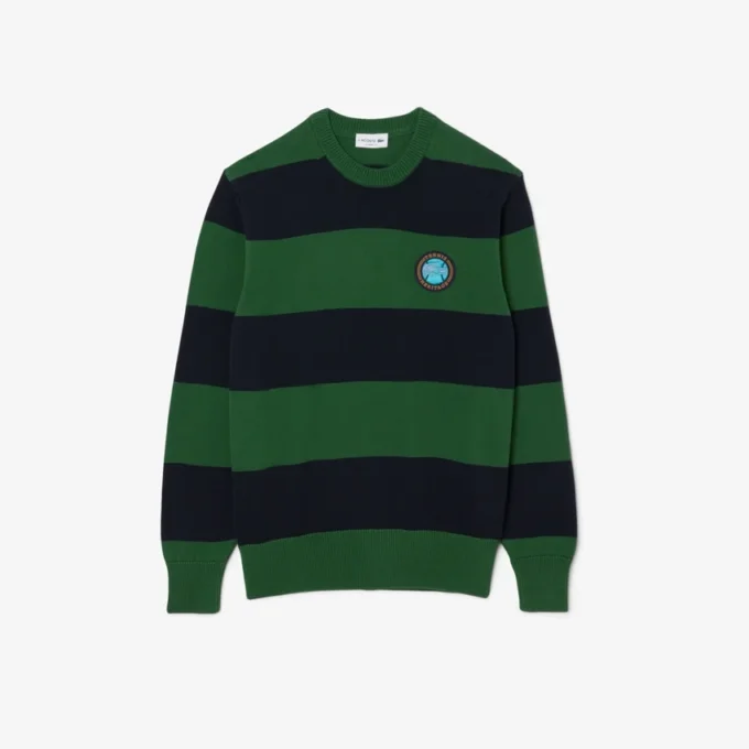 Gestreepte katoenen jersey trui voor heren