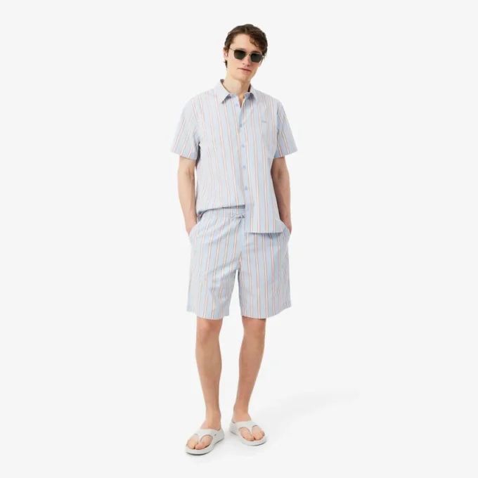 Gestreepte katoenen popeline short