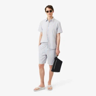 Gestreepte katoenen popeline short