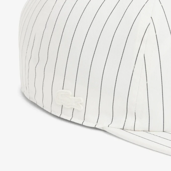 Gestreepte katoenen twill-pet met borduursel