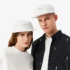 Gestreepte katoenen twill-pet met borduursel