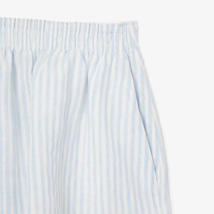 Gestreepte linnen short met relaxte pasvorm voor dames
