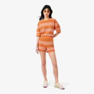 Gestreepte mesh-korte broek