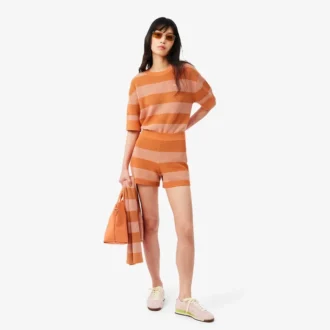 Gestreepte mesh-korte broek