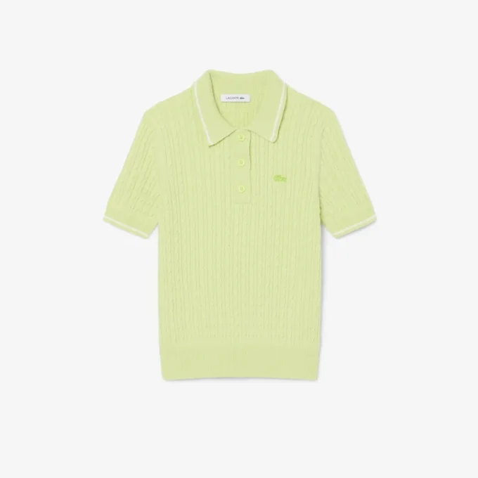 Gestreepte polo met kabelpatroon