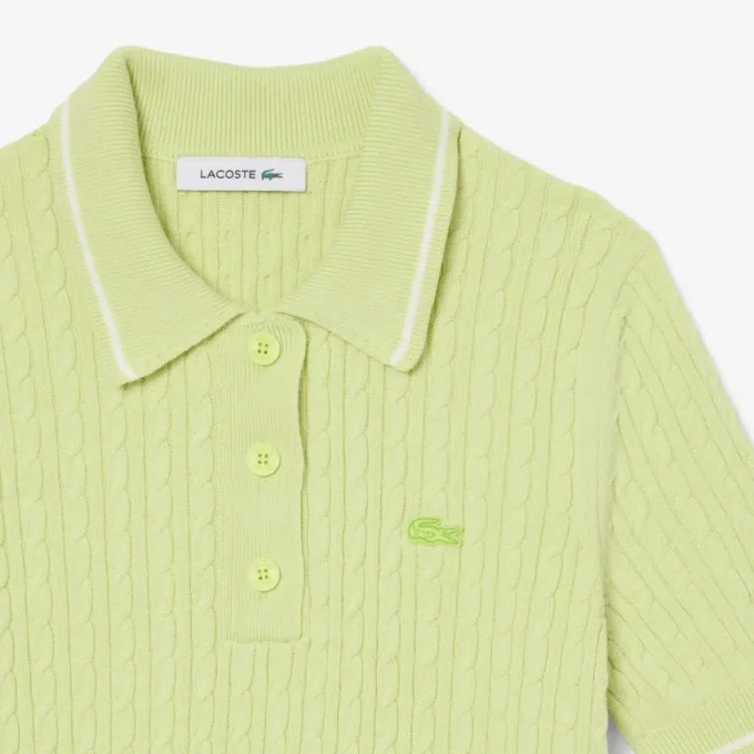 Gestreepte polo met kabelpatroon
