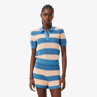 Gestreepte polo met mesh-boord