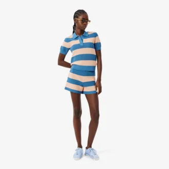 Gestreepte polo met mesh-boord