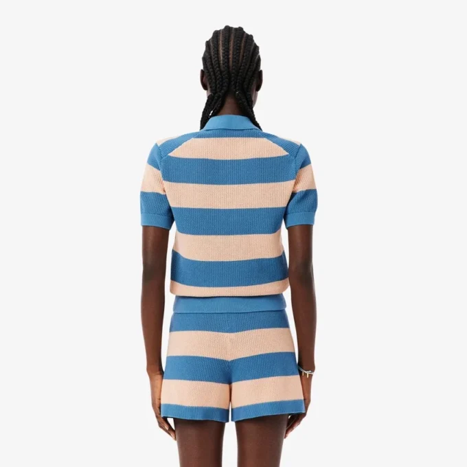 Gestreepte polo met mesh-boord