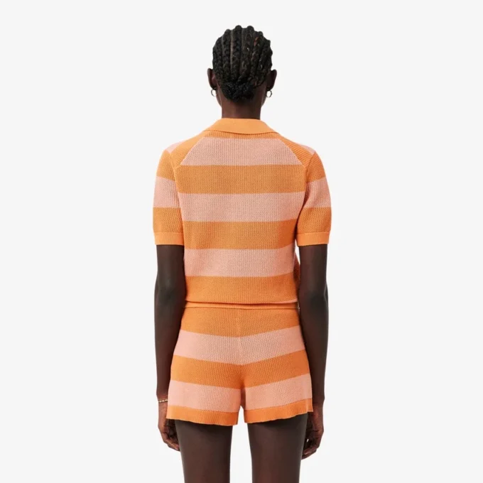 Gestreepte polo met mesh-boord
