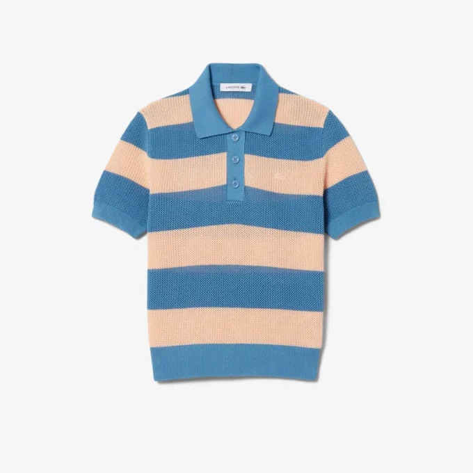 Gestreepte polo met mesh-boord