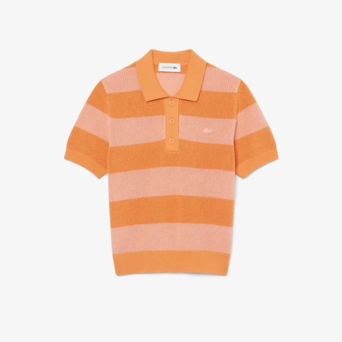 Gestreepte polo met mesh-boord