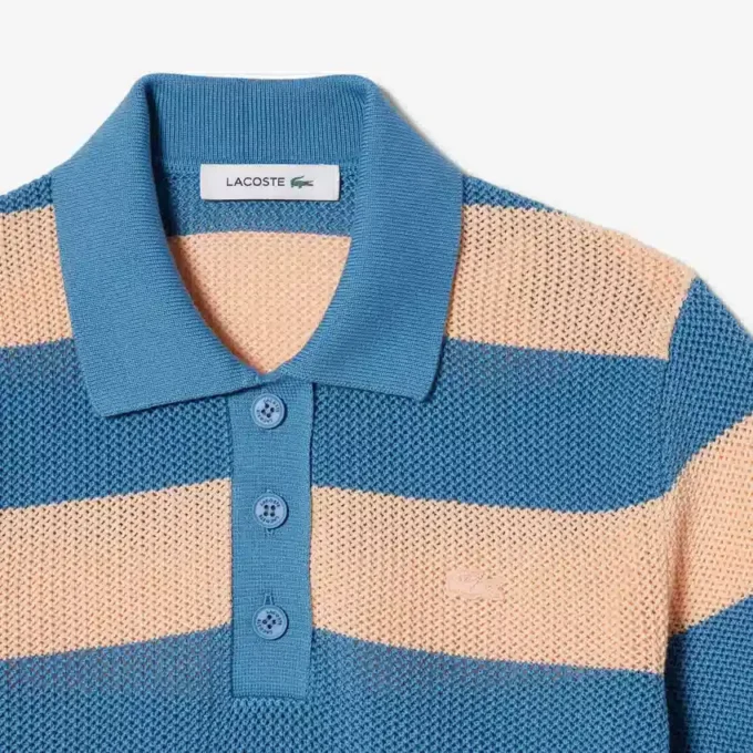 Gestreepte polo met mesh-boord