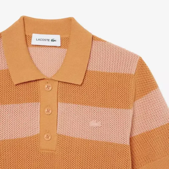 Gestreepte polo met mesh-boord
