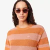 Gestreepte T-shirtjurk van mesh