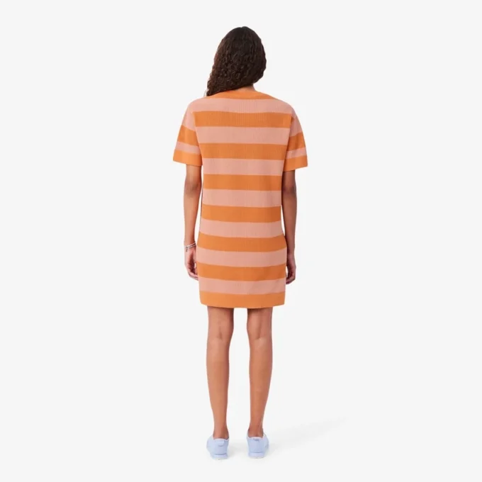 Gestreepte T-shirtjurk van mesh