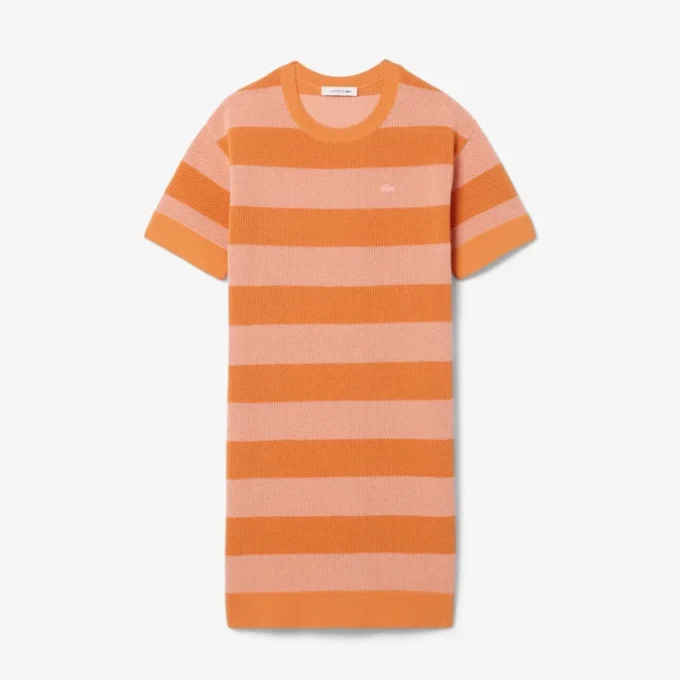 Gestreepte T-shirtjurk van mesh
