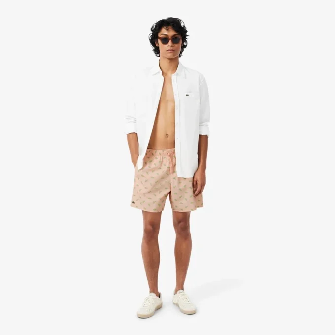 Halflange boxershort met krokodillenprint