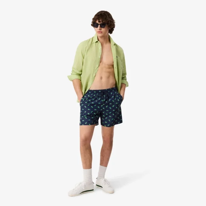 Halflange boxershort met krokodillenprint