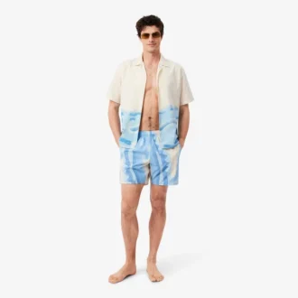 Halflange gestreepte zwemkleding