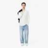 Heren 5-pocket indigo jeans met rechte pasvorm