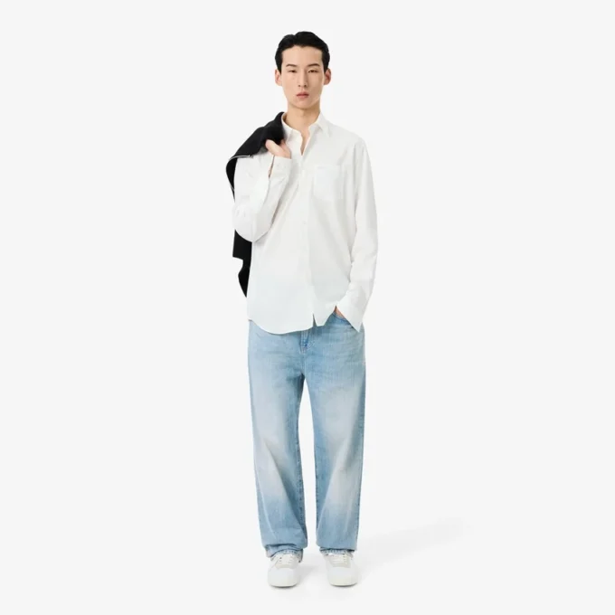 Heren 5-pocket indigo jeans met rechte pasvorm