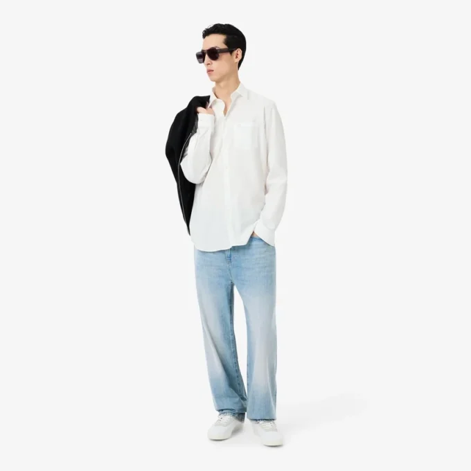 Heren 5-pocket indigo jeans met rechte pasvorm