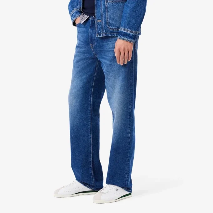Heren 5-pocket indigo jeans met rechte pasvorm