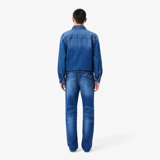 Heren 5-pocket indigo jeans met rechte pasvorm