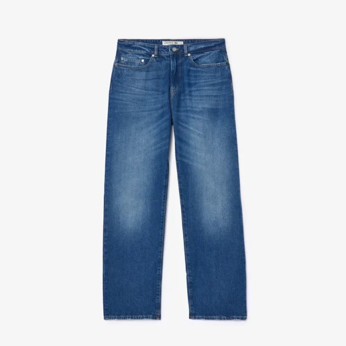 Heren 5-pocket indigo jeans met rechte pasvorm