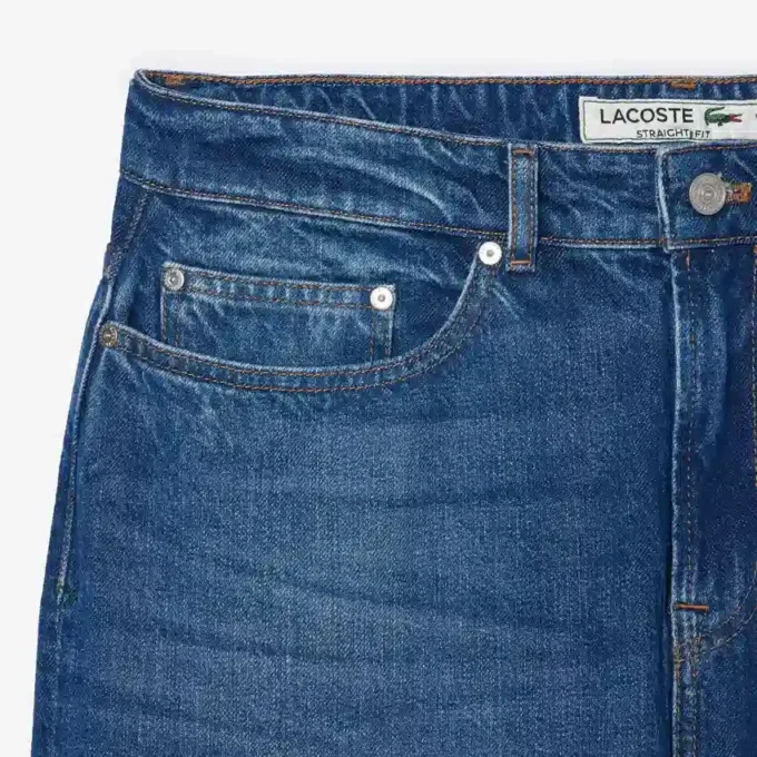 Heren 5-pocket indigo jeans met rechte pasvorm