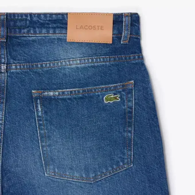 Heren 5-pocket indigo jeans met rechte pasvorm