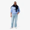 Heren 5-pocket indigo jeans met rechte pasvorm