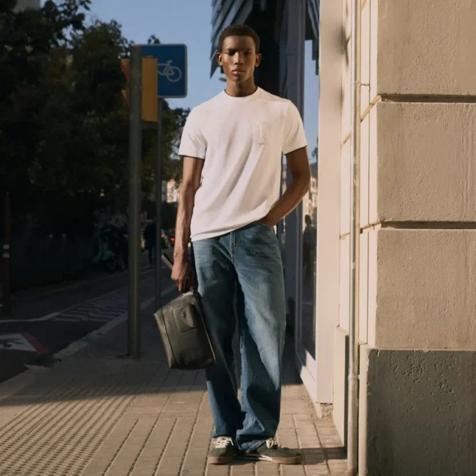Heren 5-pocket indigo jeans met rechte pasvorm