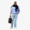 Heren 5-pocket indigo jeans met rechte pasvorm