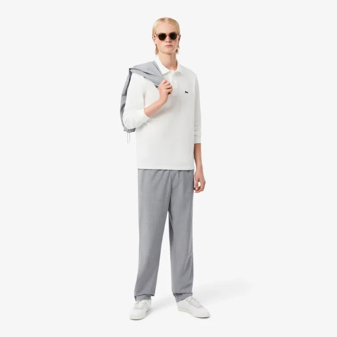 Heren chino van wolflanel met normale pasvorm
