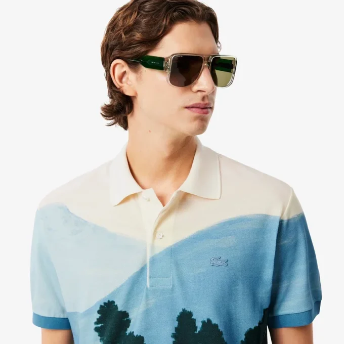 Heren Classic Fit bedrukt Petit Piqué-Polo
